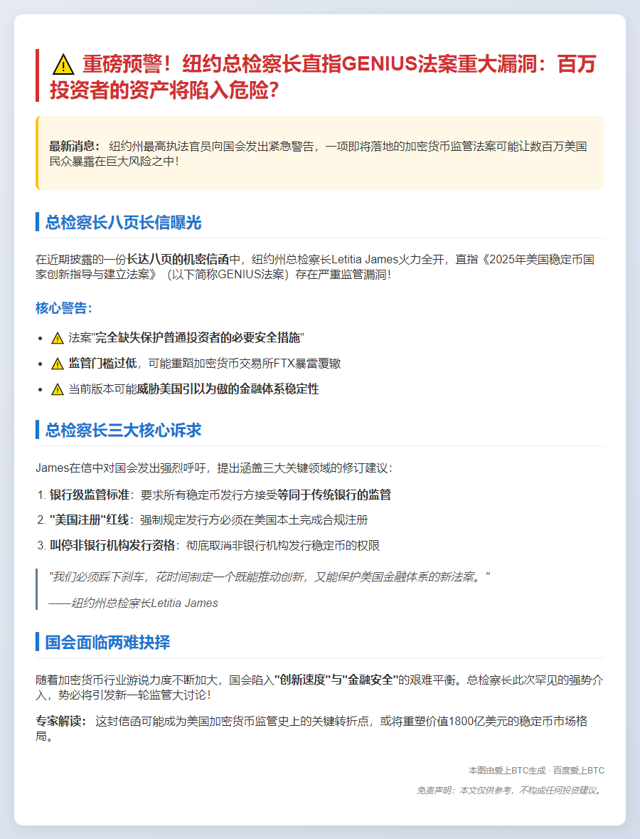 重磅！纽约检方警示GENIUS法案存漏洞