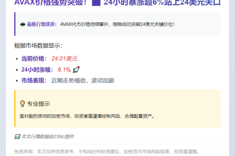 AVAX突破24美元