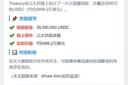 USDC Treasury销毁5500万枚代币