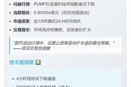 PUMP跌破0.0044美元，日内跌13%