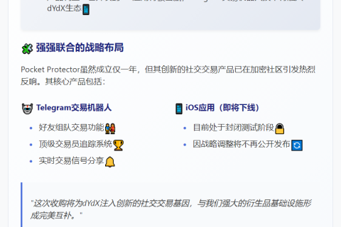 dYdX收购加密社交平台Pocket Protector