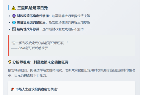 德商银行：日本选举或致日元贬值