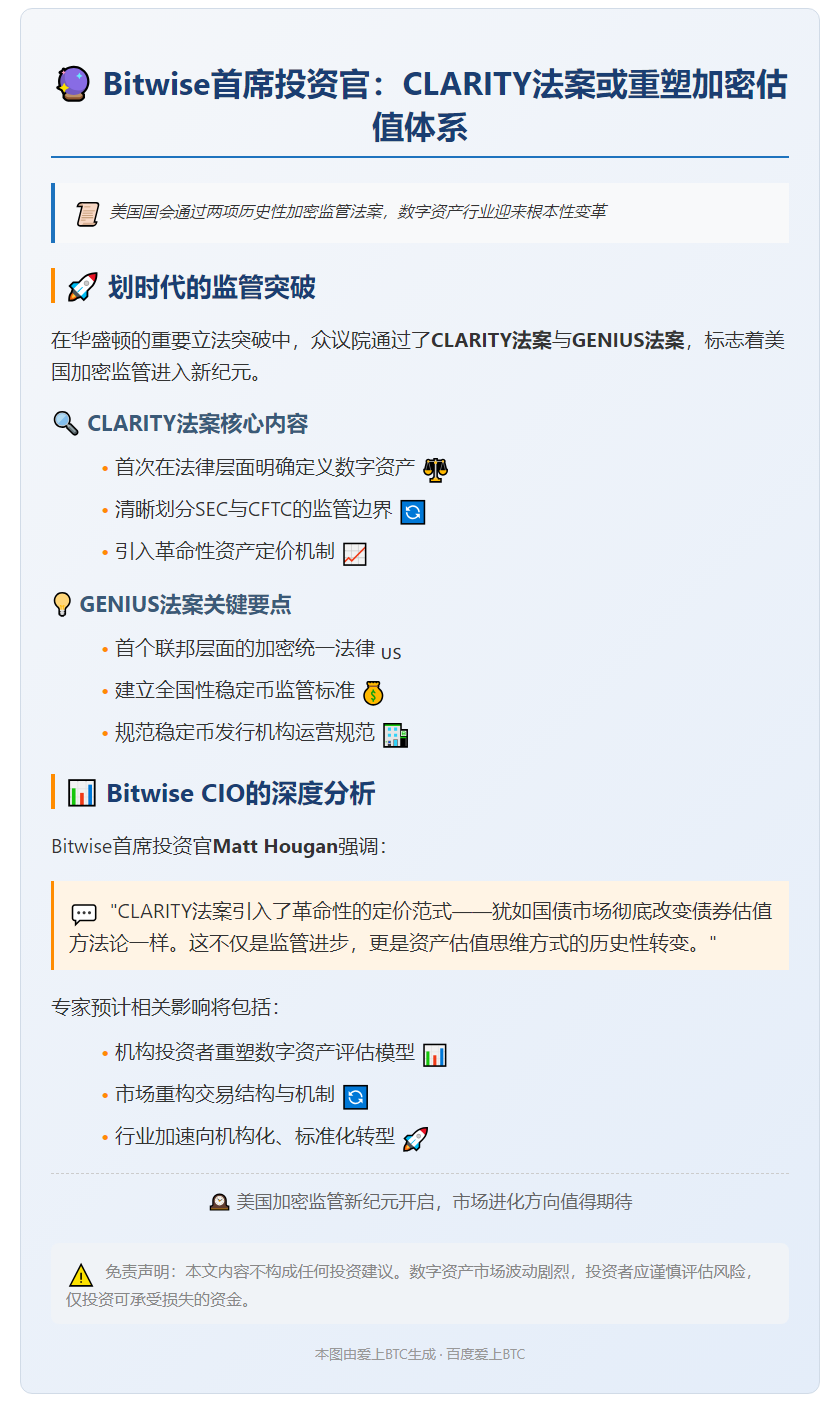 Bitwise CIO：CLARITY法案或重塑加密估值