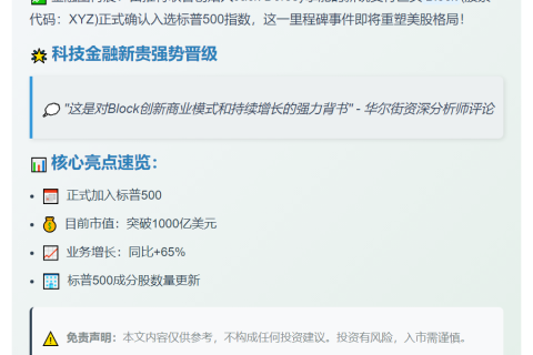 Block加入标普500指数