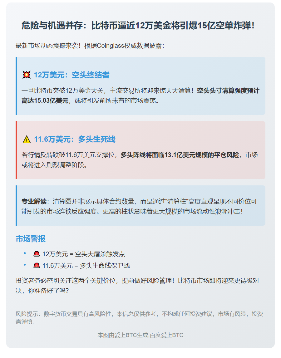 比特币突破12万将引发15亿空单清算