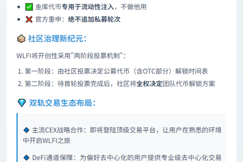 ```
WLFI澄清：成员顾问代币无解锁期
```