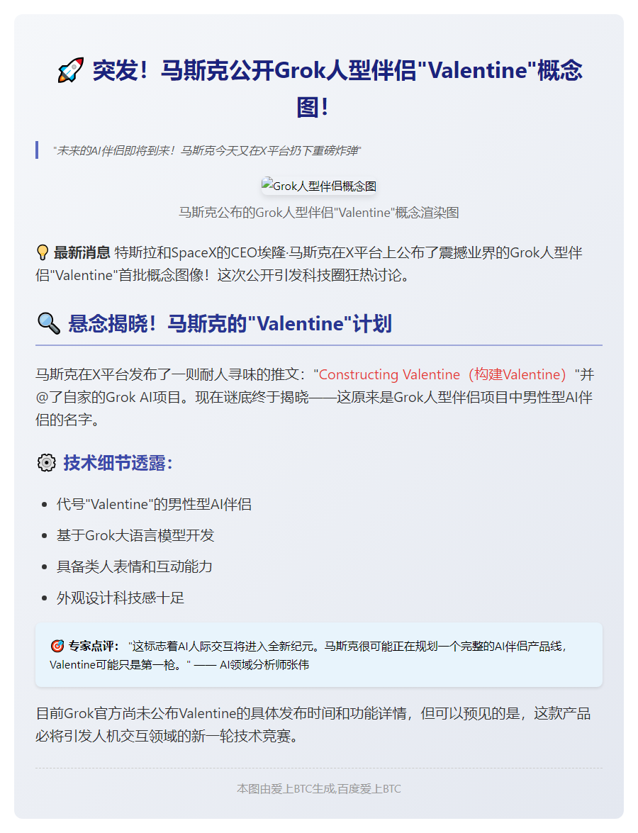 马斯克公布人形机器人Grok伴侣