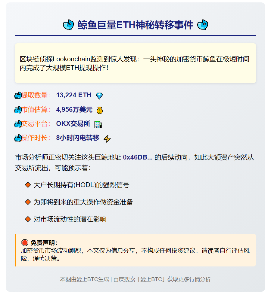 鲸鱼8小时从OKX狂提13224枚ETH