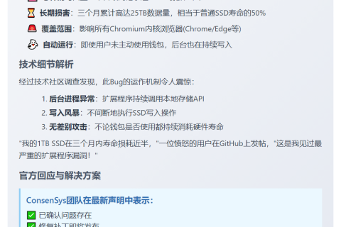 "MetaMask SSD写入Bug待修复"