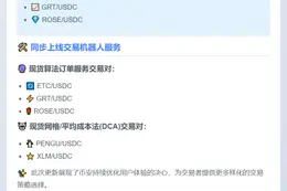 币安7月22日上线三对USDC现货交易