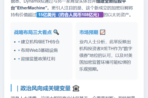 Dynamix拟合并成立EtherMachine，持仓15亿美元ETH