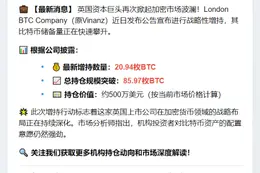 伦敦上市公司增持20.94枚BTC 总持仓近86枚