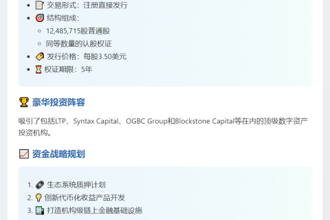 Mercurity Fintech融资4370万美元，加码加密财务战略