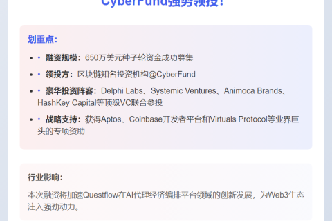 Questflow获650万美元种子轮融资，CyberFund领投