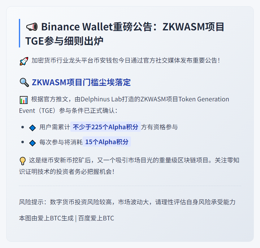 Binance Wallet：ZKWASM门槛225分