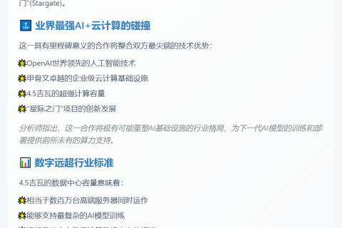 OpenAI联手甲骨文开放4.5GW数据中心
