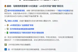马斯克盟友筹120亿投xAI芯片