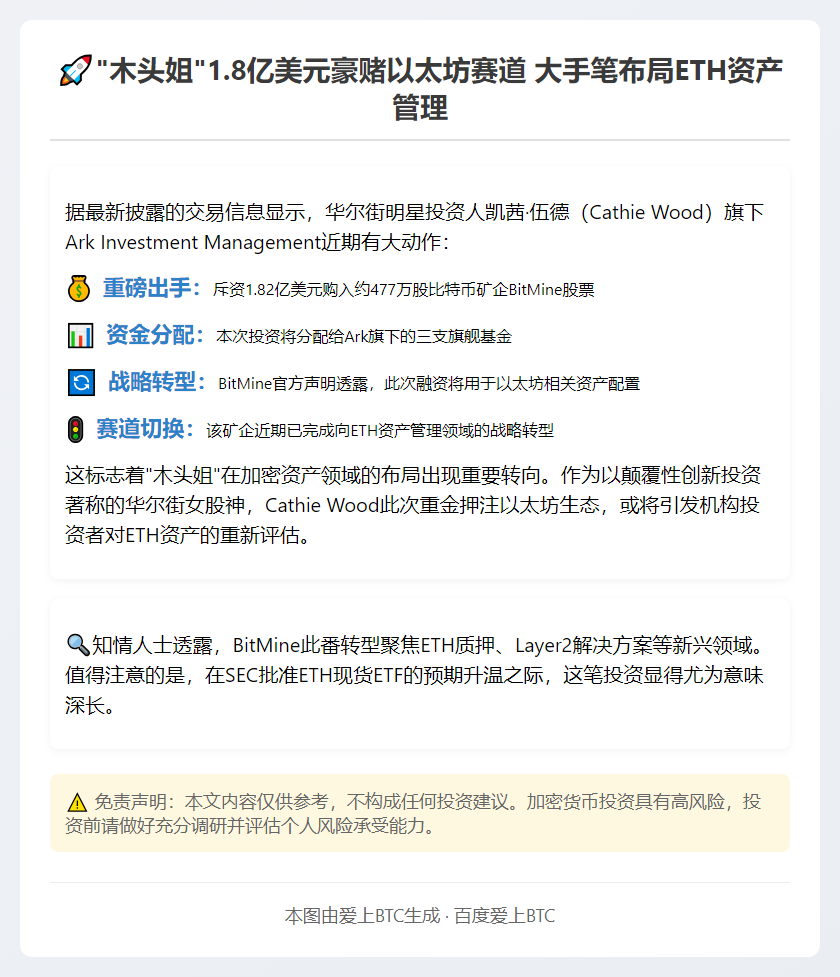 “木头姐”投资以太坊