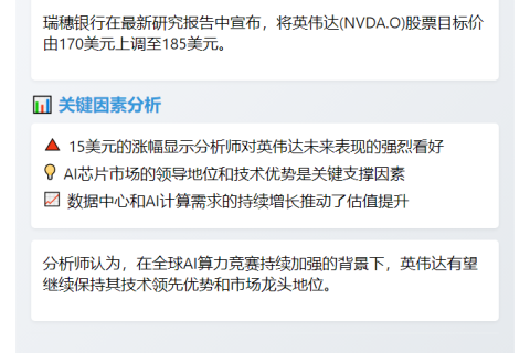 瑞穗上调英伟达目标价至185美元