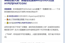 巨鲸900万USDC狂扫HYPE与FARTCOIN
