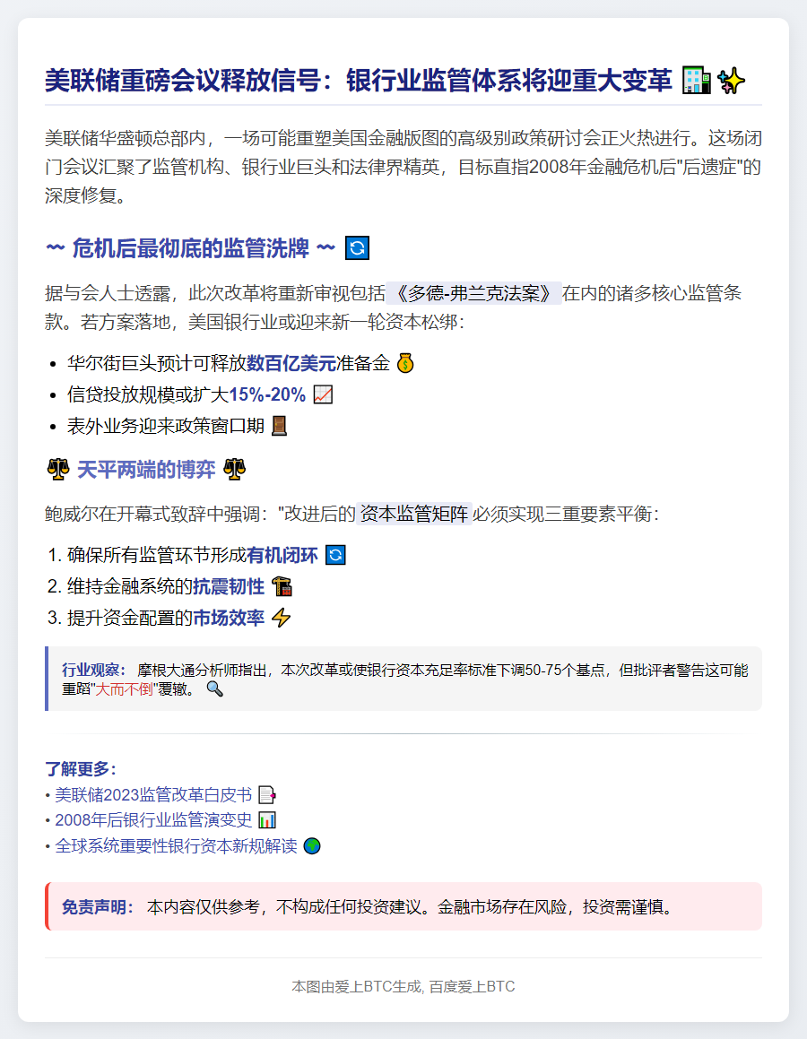 美联储商讨银行业监管改革