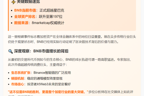 BNB市值超星巴克