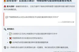 白宫：未否认特朗普涉爱泼斯坦文件