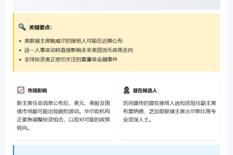 美财长：新美联储主席人选或12月公布