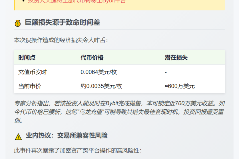 私募投资人误将代币转入币安 损失600万