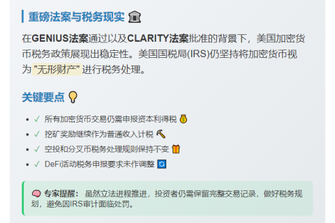 GENIUS法案通过后加密货币税务规则不变