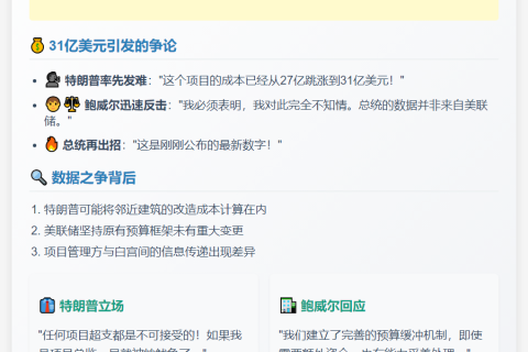 "特朗普鲍威尔激辩翻修费用"