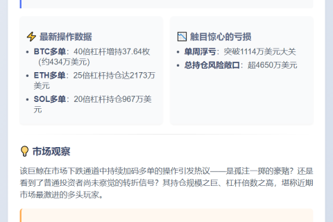 鲸鱼抄底BTC、ETH、SOL浮亏超千万