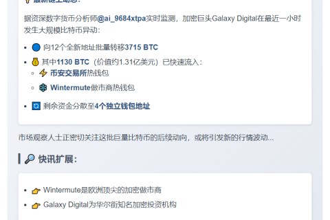 3715枚BTC速转币安与Wintermute