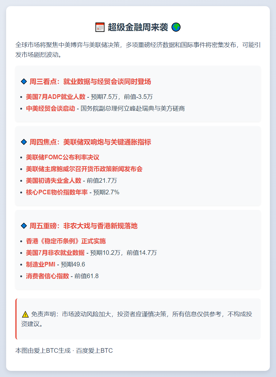 下周重磅：美联储决议与非农对决，聚焦中美经贸