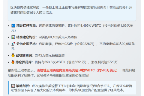巨鲸循环借贷 WBTC 狂赚 5562 万美元