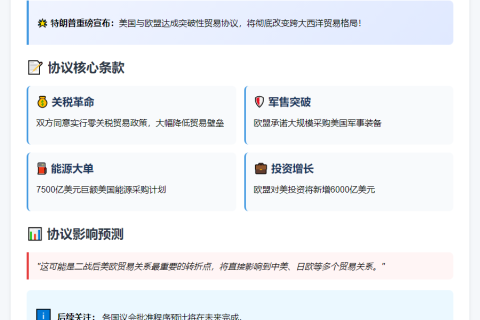 欧盟开放零关税贸易获特朗普力挺