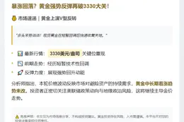 金价重返3330美元上方