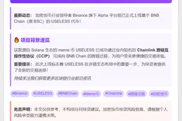 Binance Alpha上线USELESS(BSC链)