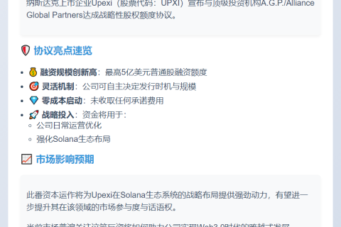 Upexi拟签5亿协议增持SOL