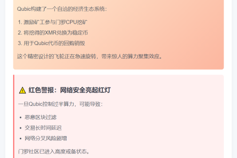 Qubic计划垄断51%门罗算力或致中断