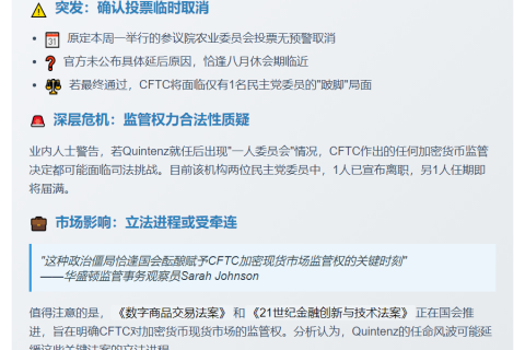 美CFTC候选人确认再延迟，加密监管悬而未决