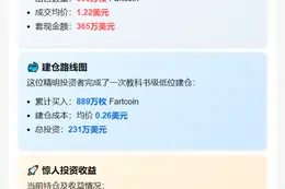 鲸鱼抛售300万Fartcoin套现365万