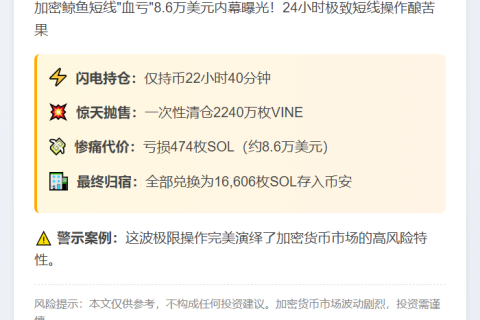 鲸鱼短线清仓VINE亏损8.6万美元