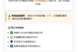 1. BTC飙破119000美元
2. 比特币119000美元新高