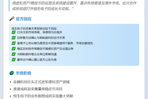 恒生电子回应与蚂蚁数科合作：无法确认