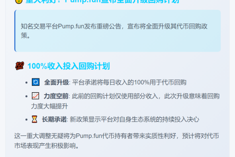 每日收入全用于回购 pump.fun声明