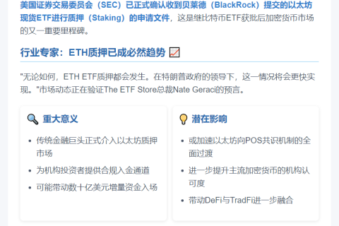 SEC收到贝莱德以太坊现货ETF质押申请