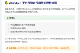 "Visa CEO：稳定币消费的最佳选择"