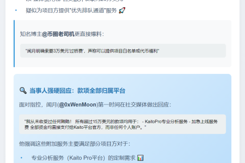 KOL举报闻月受贿遭否认