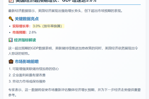 美二季度GDP增长3%超预期